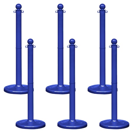 Mr. Chain Blue Medium Duty Stowable Stanchion, 6PK 93706-6